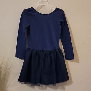 OLD NAVY BLUE LONG-SLEEVE DRESS WITH TULLE SKIRT, SIZE 5